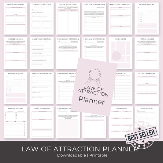 40-Page Law of Attraction Journal | Manifestation Workbook for Intentions, Gratitude, and Abundance