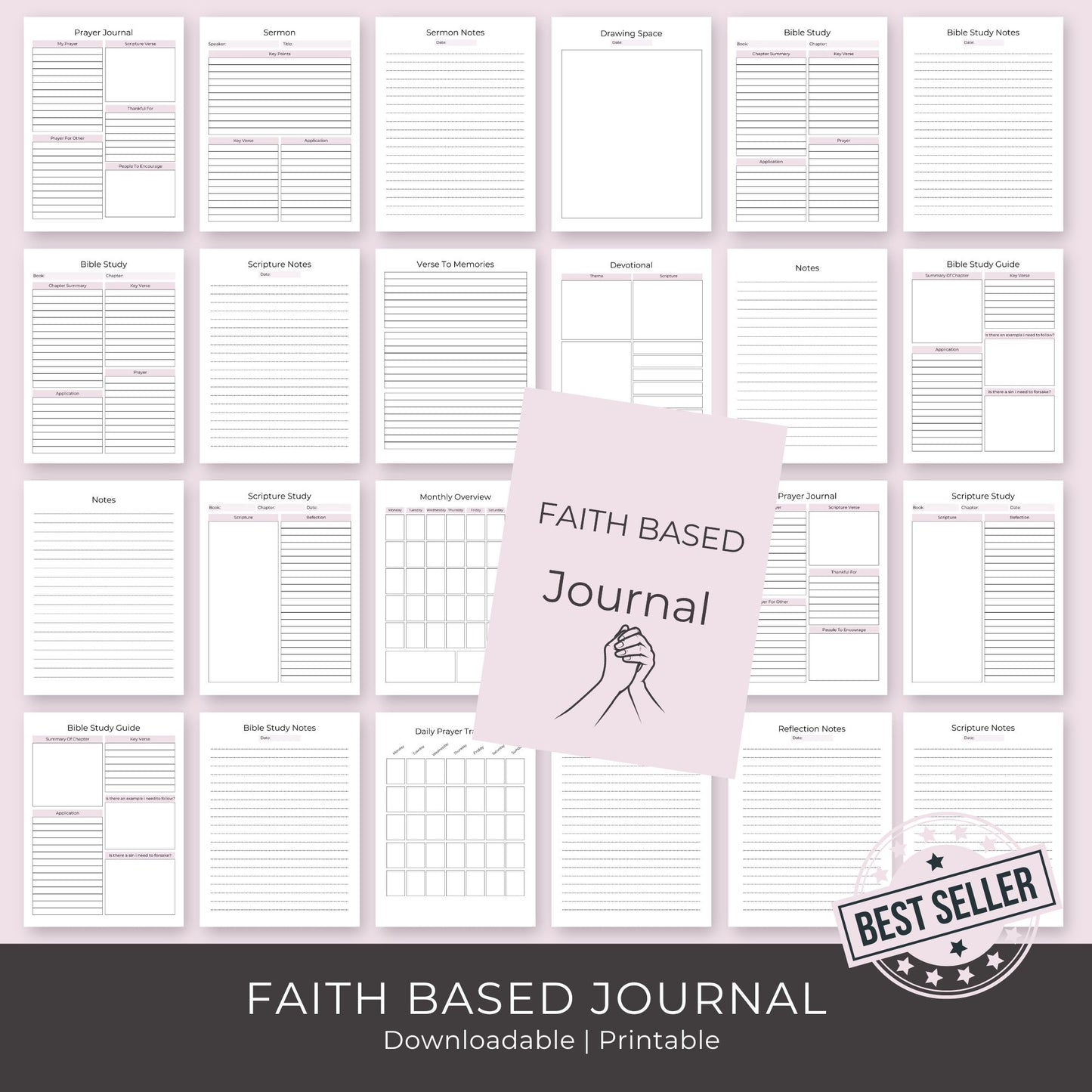 Faith-Based Journal | 17-Page Prayer and Bible Study Workbook