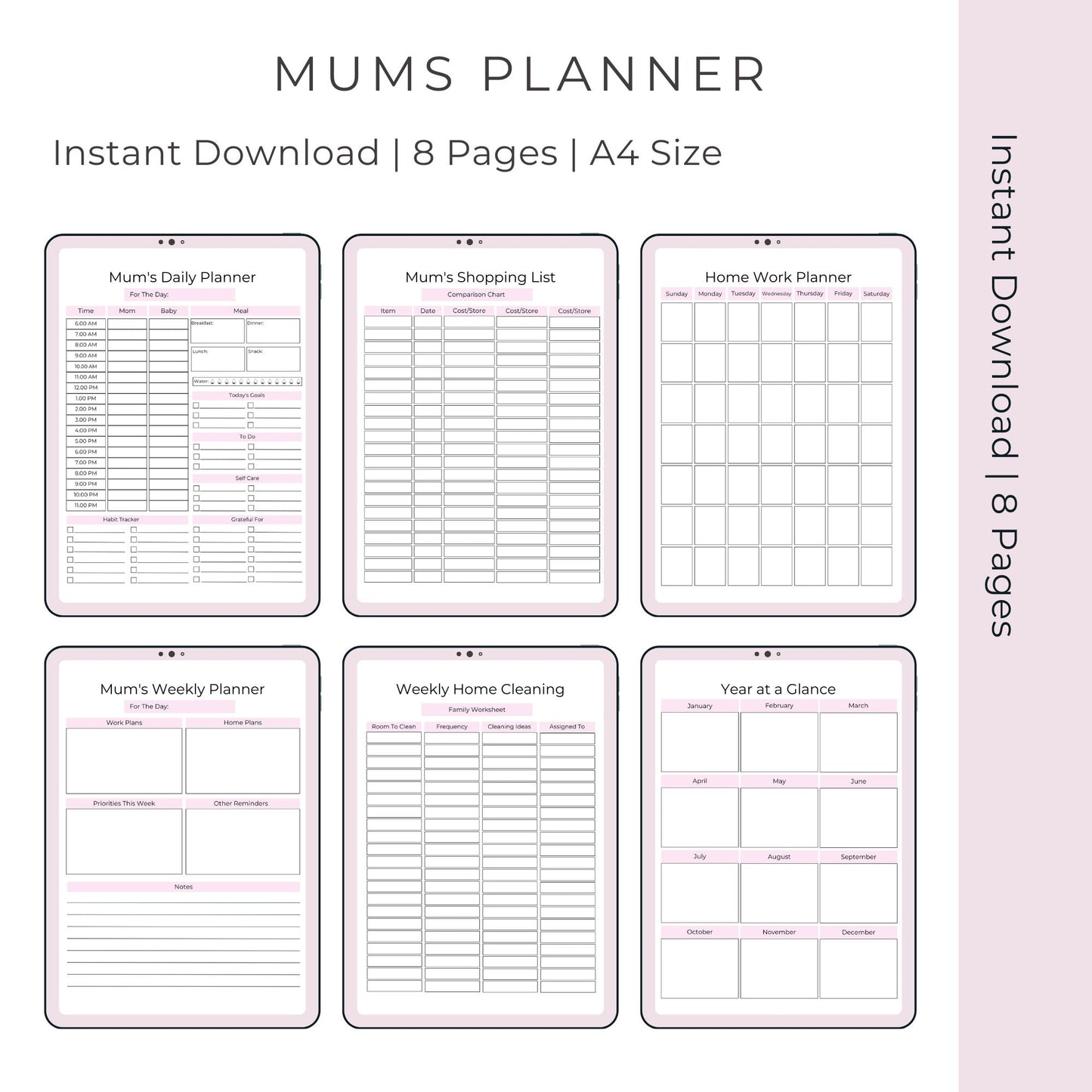 Mum’s Planner | 8 Pages for Daily, Weekly, and Monthly Organization