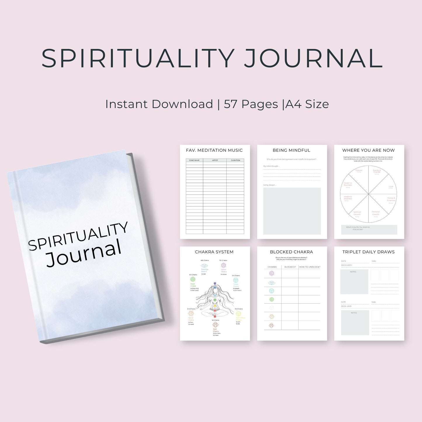 Spirituality Journal | 57 Pages for Personal Growth, Mindfulness, and Manifestation