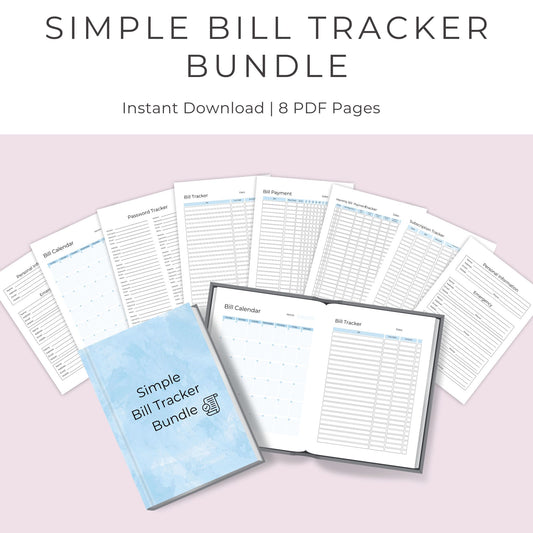 8-Page Simple Bill Tracker Bundle: Stay Organized and On Budget