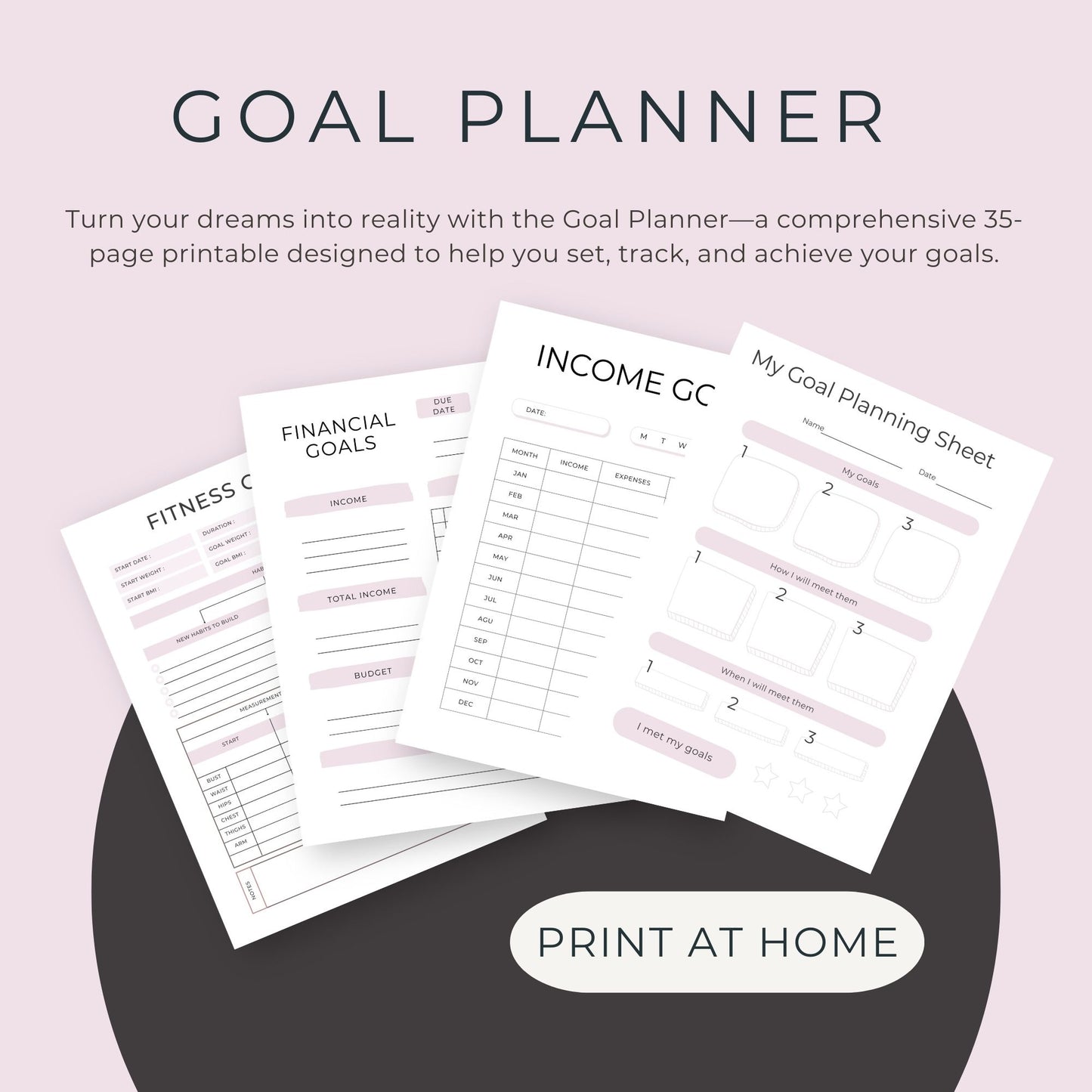 Goal Planner – 35-Page Printable Guide for Goal Setting & Achieving Success