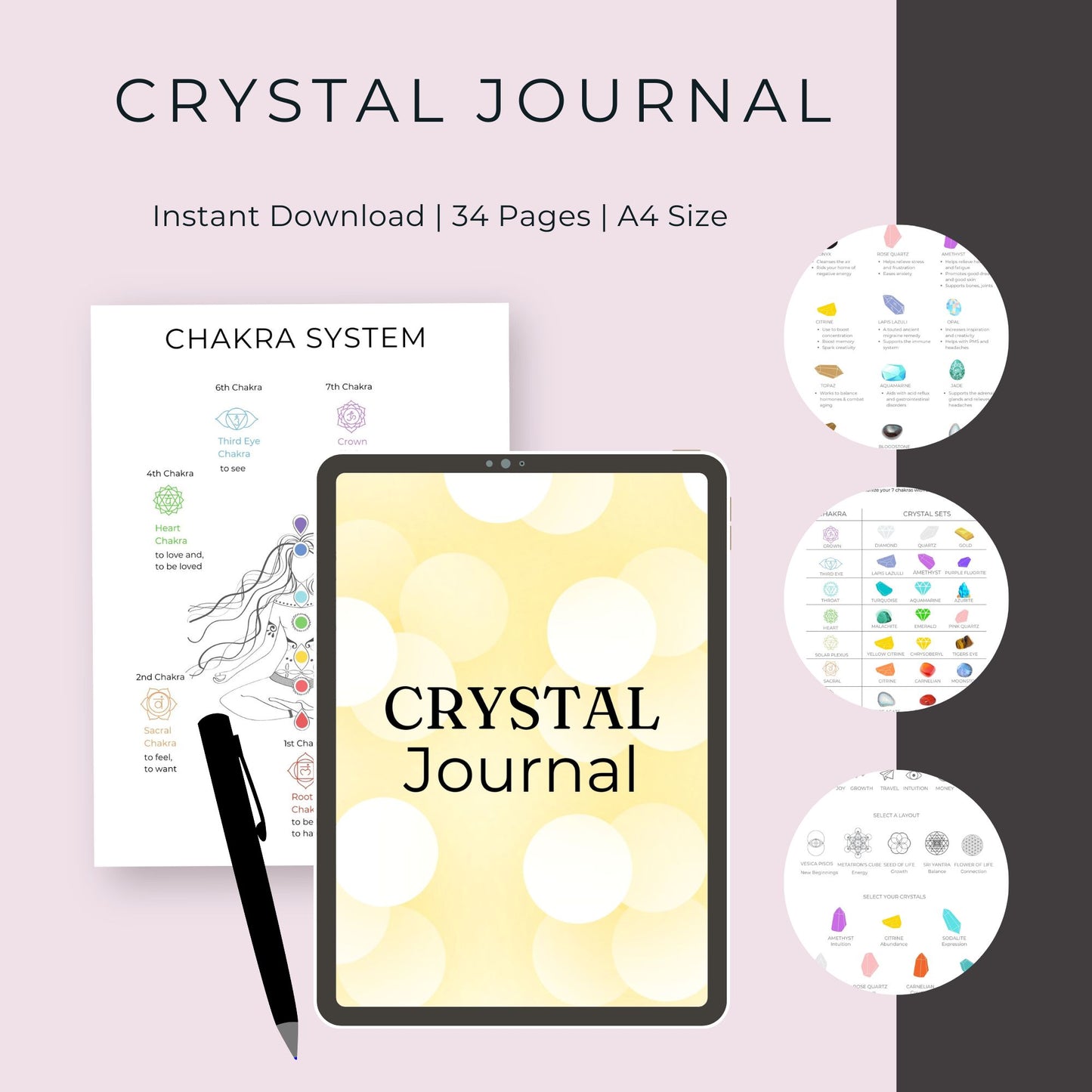 Crystal Journal | 34 Pages for Crystal Healing, Grids, and Manifestation