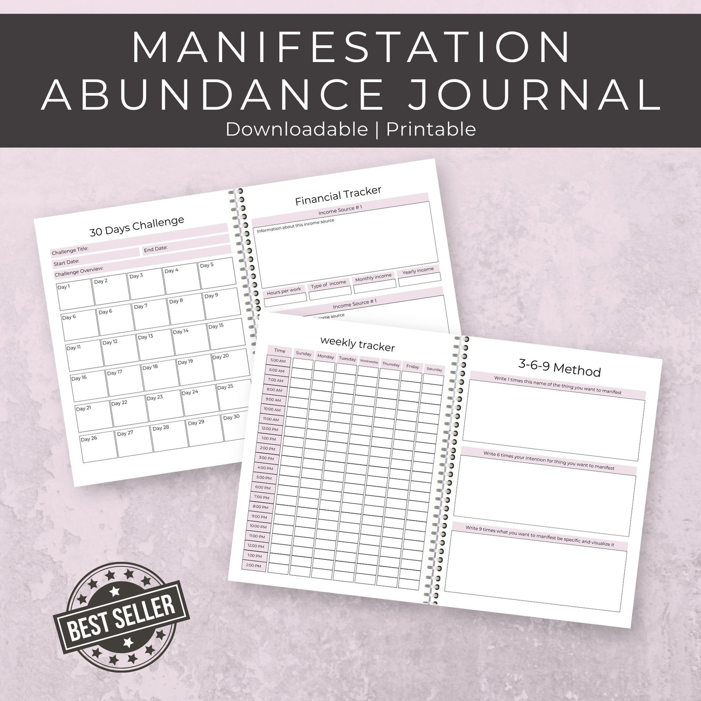 Manifestation Abundance Journal | 18-Page Law of Attraction Workbook