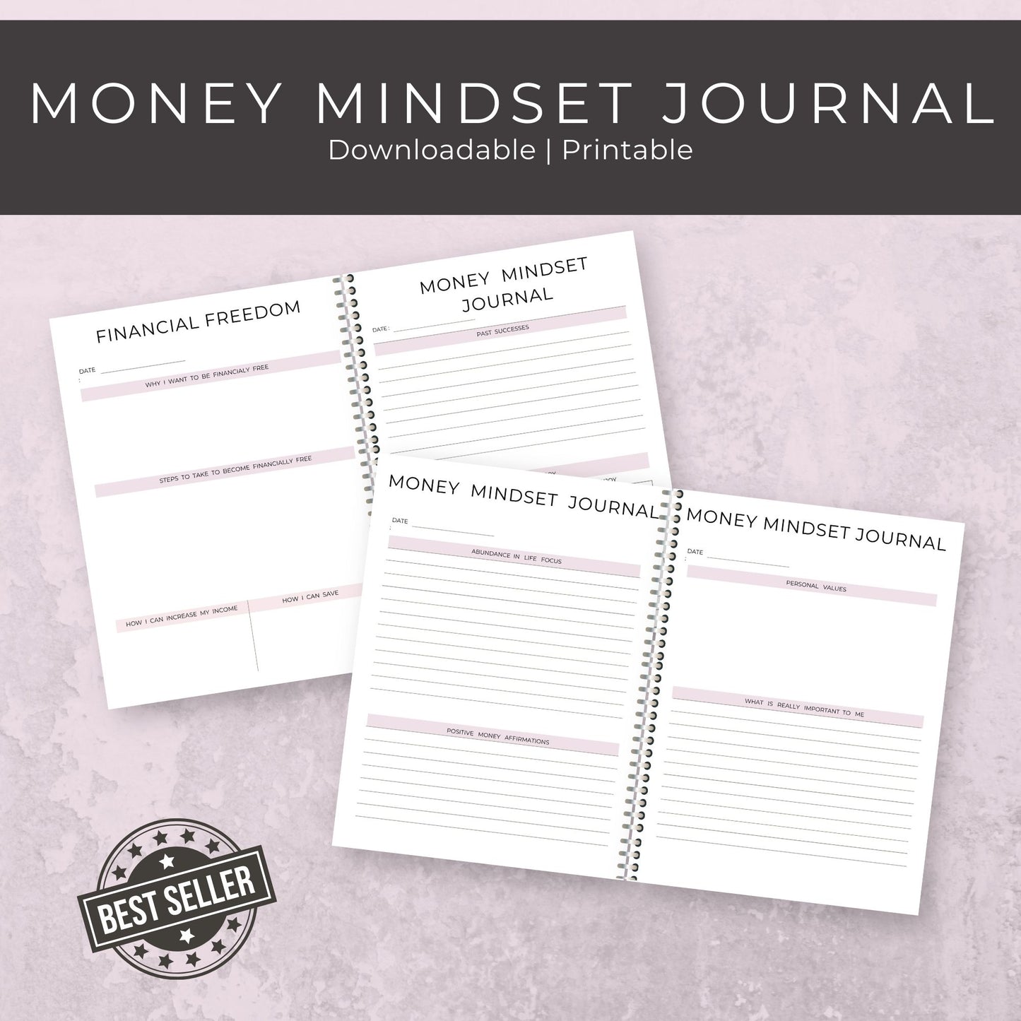 51-Page Money Mindset Journal | Financial Freedom & Wealth Building Planner