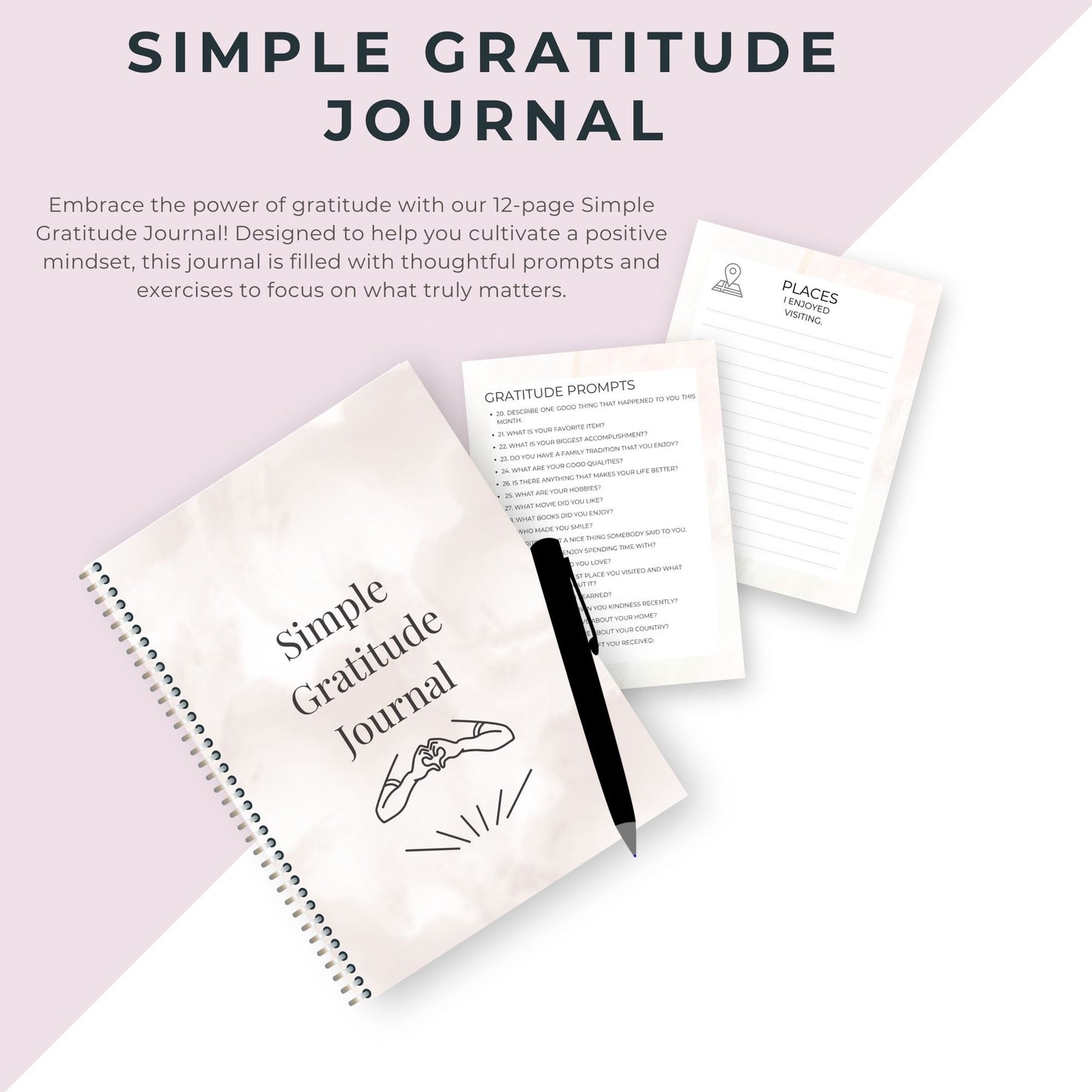 12-Page Simple Gratitude Journal: Reflect, Appreciate, and Thrive