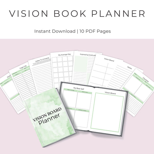 Vision Board Planner | 10 Pages for Goal Setting, Manifestation, and Personal Growth