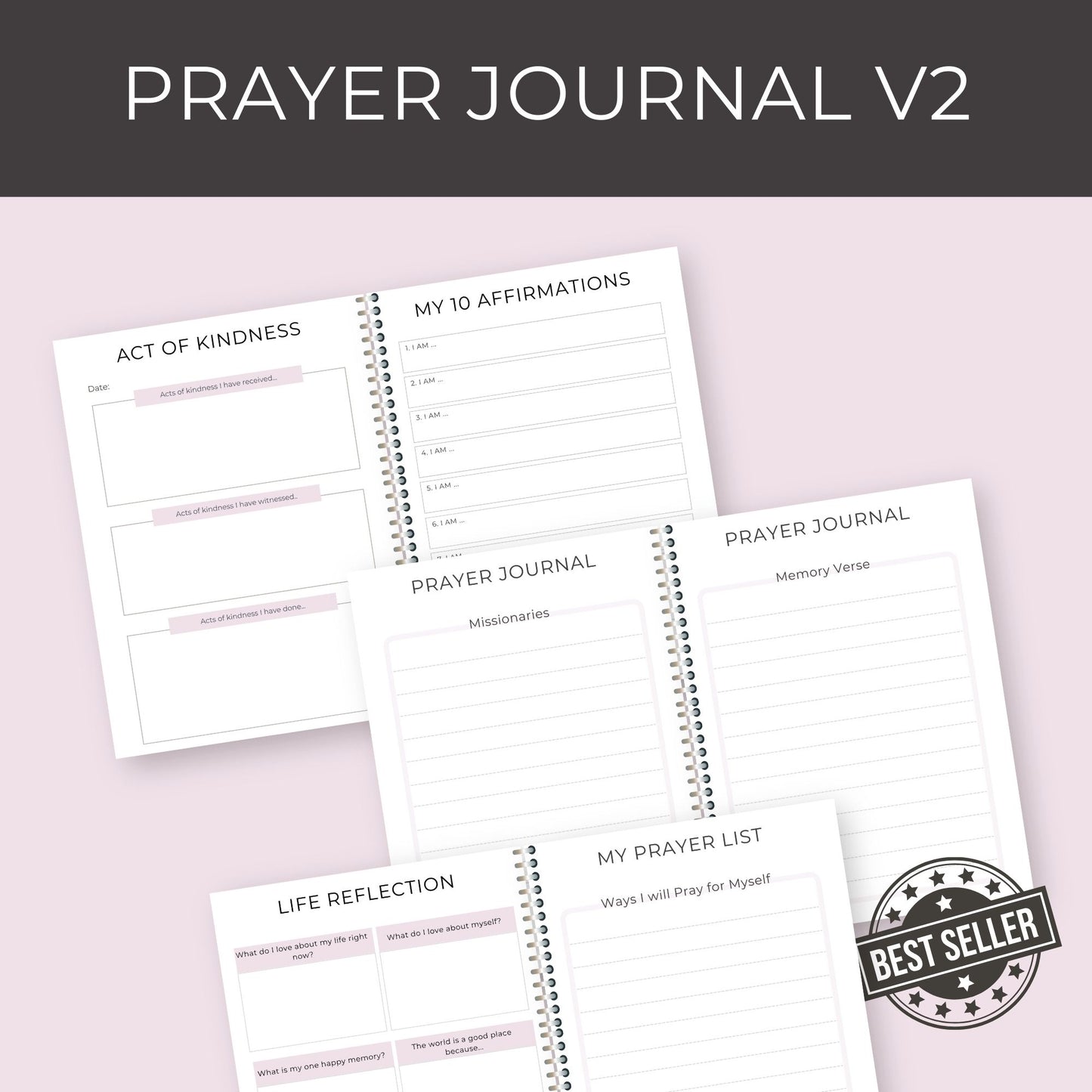 35-Page Prayer Journal | Faith-Based Gratitude & Reflection Workbook