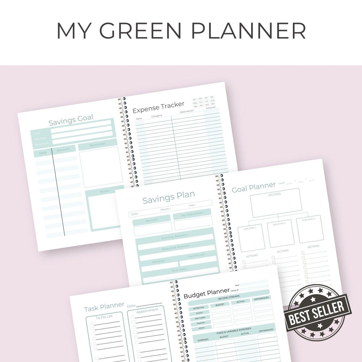 The Green Planner | 16 Pages in a Stylish Green Design