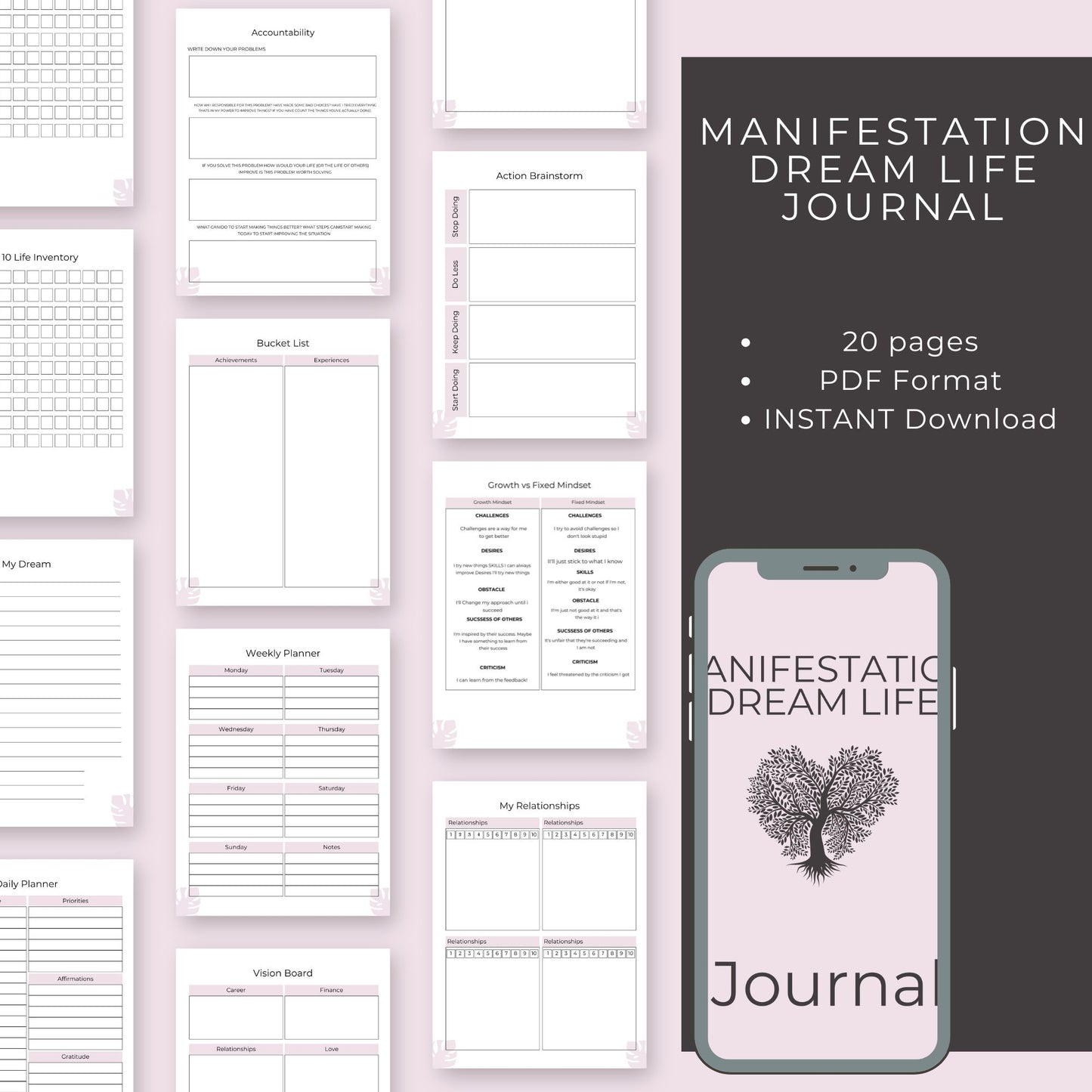 Manifest Your Dream Life Journal | 20 Pages of Guided Manifestation & Goal Setting