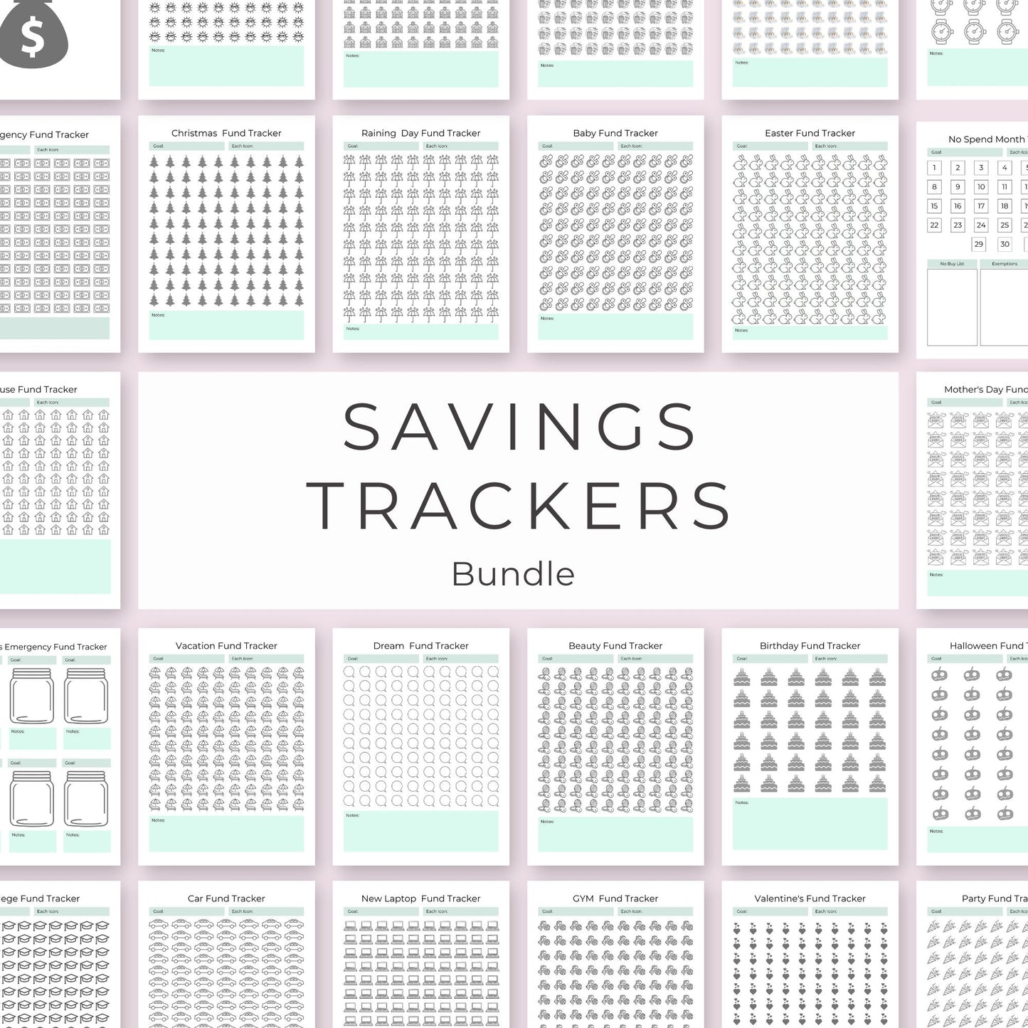 43-Page Savings Tracker Bundle: Organize Your Finances and Achieve Your Goals