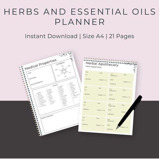 21-Page Herbs and Essential Oils Planner | Herbal Journal, Recipes, Foraging & Inventory