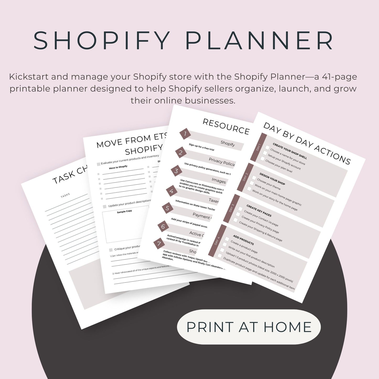 Shopify Planner – 41-Page Printable Business Organizer for Shopify Sellers