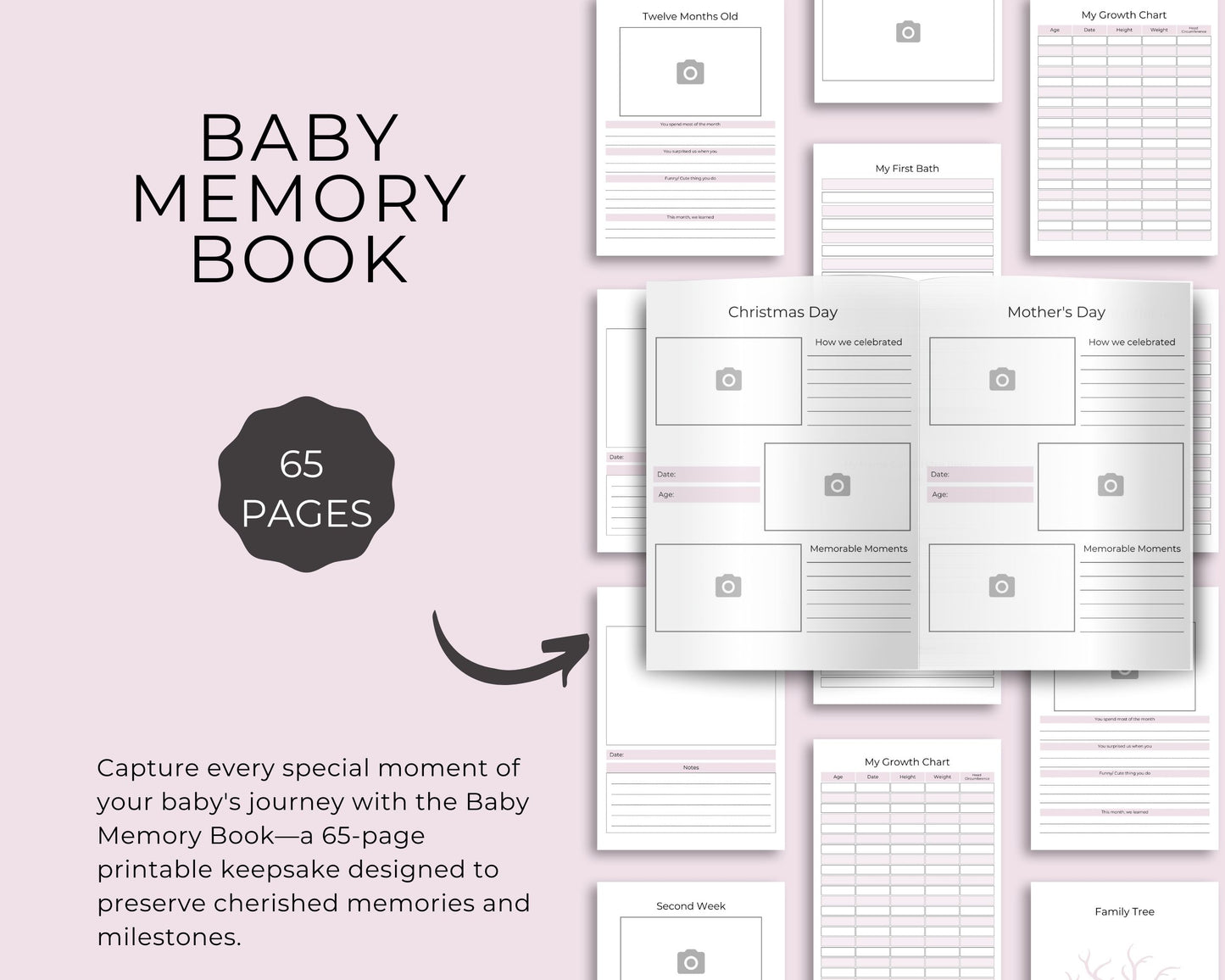 Baby Memory Book – 65-Page Keepsake for Cherished Milestones & Family Moments