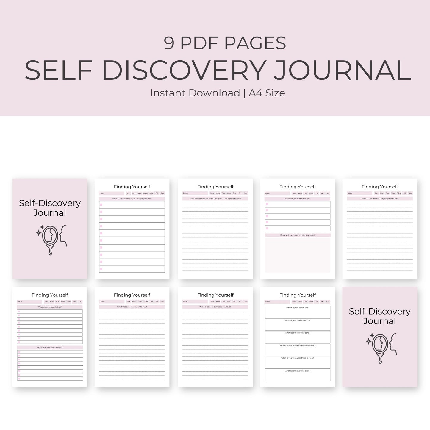 Self-Discovery Journal | 9 Thought-Provoking Pages for Personal Growth