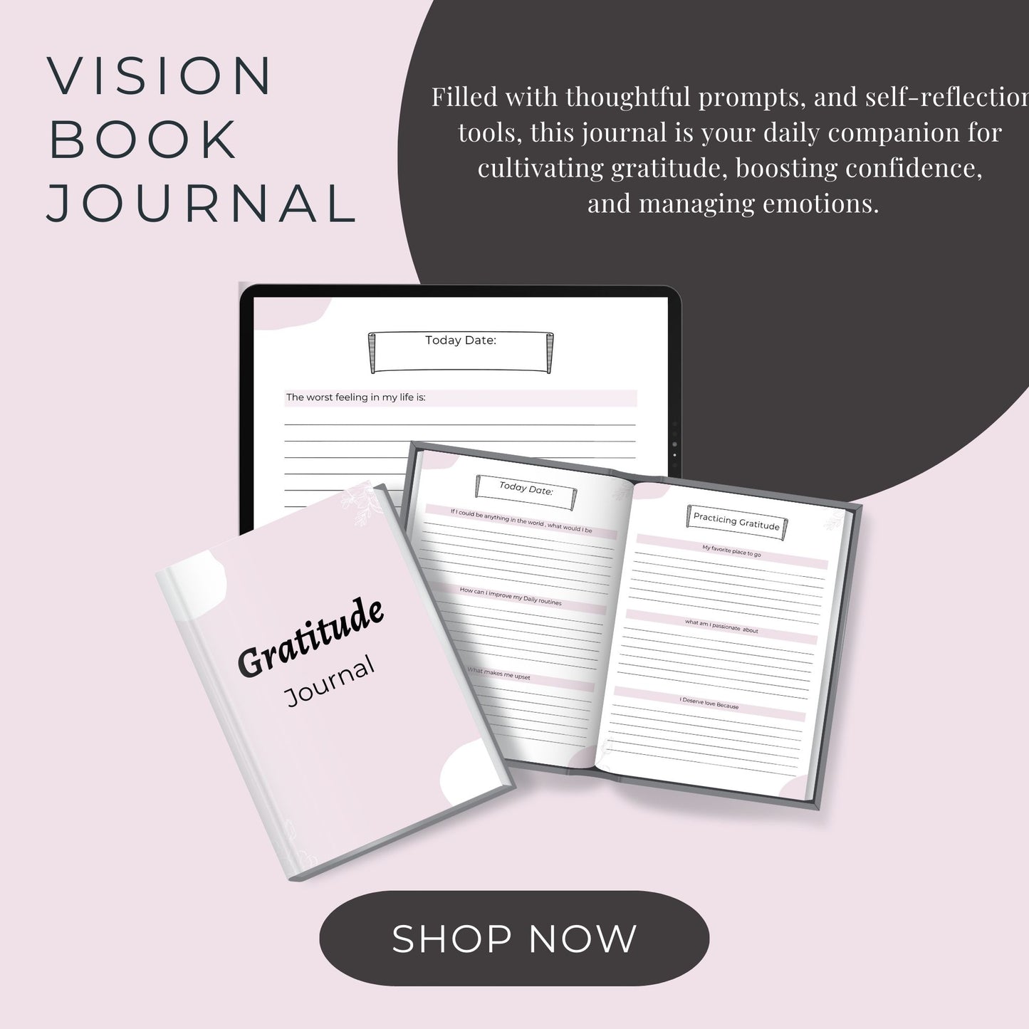 30-Page Gratitude Journal | Daily Prompts, Self-Reflection & Habit Tracking