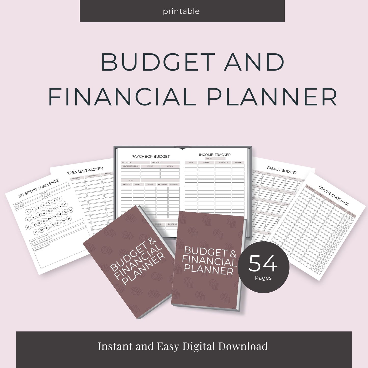 Budget & Financial Planner – 54-Page Printable for Personal Finance Management