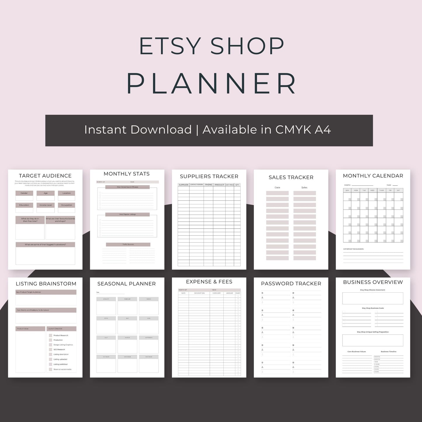 Etsy Shop Planner – 42-Page Printable for Managing Your Creative Business