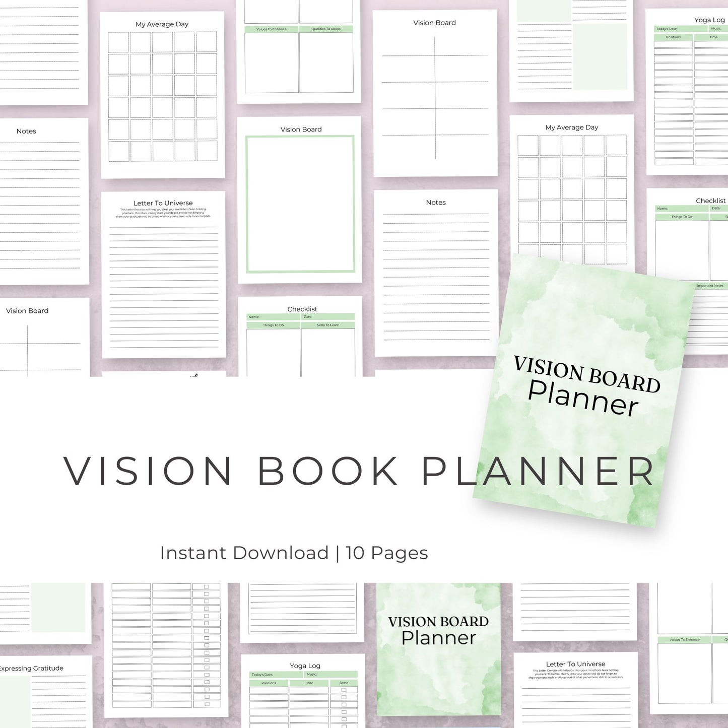 Vision Board Planner | 10 Pages for Goal Setting, Manifestation, and Personal Growth