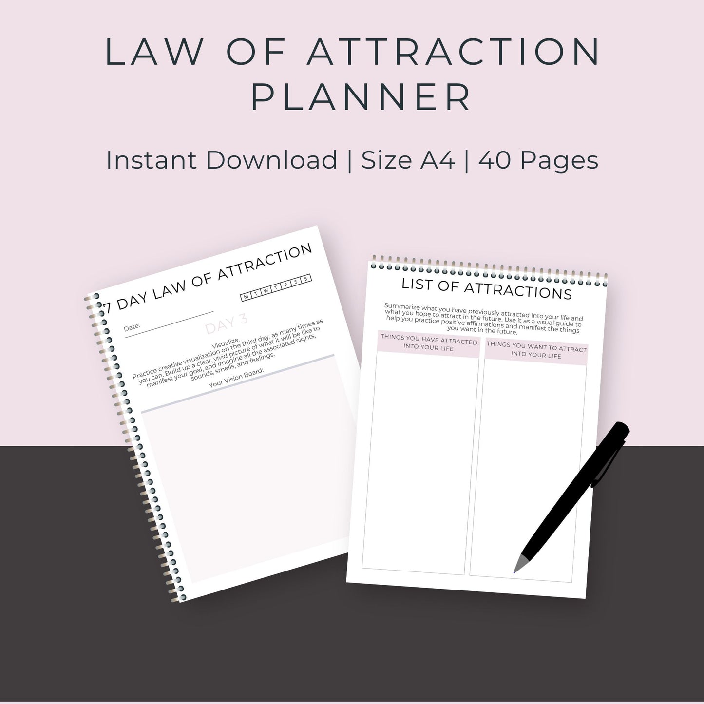 40-Page Law of Attraction Journal | Manifestation Workbook for Intentions, Gratitude, and Abundance