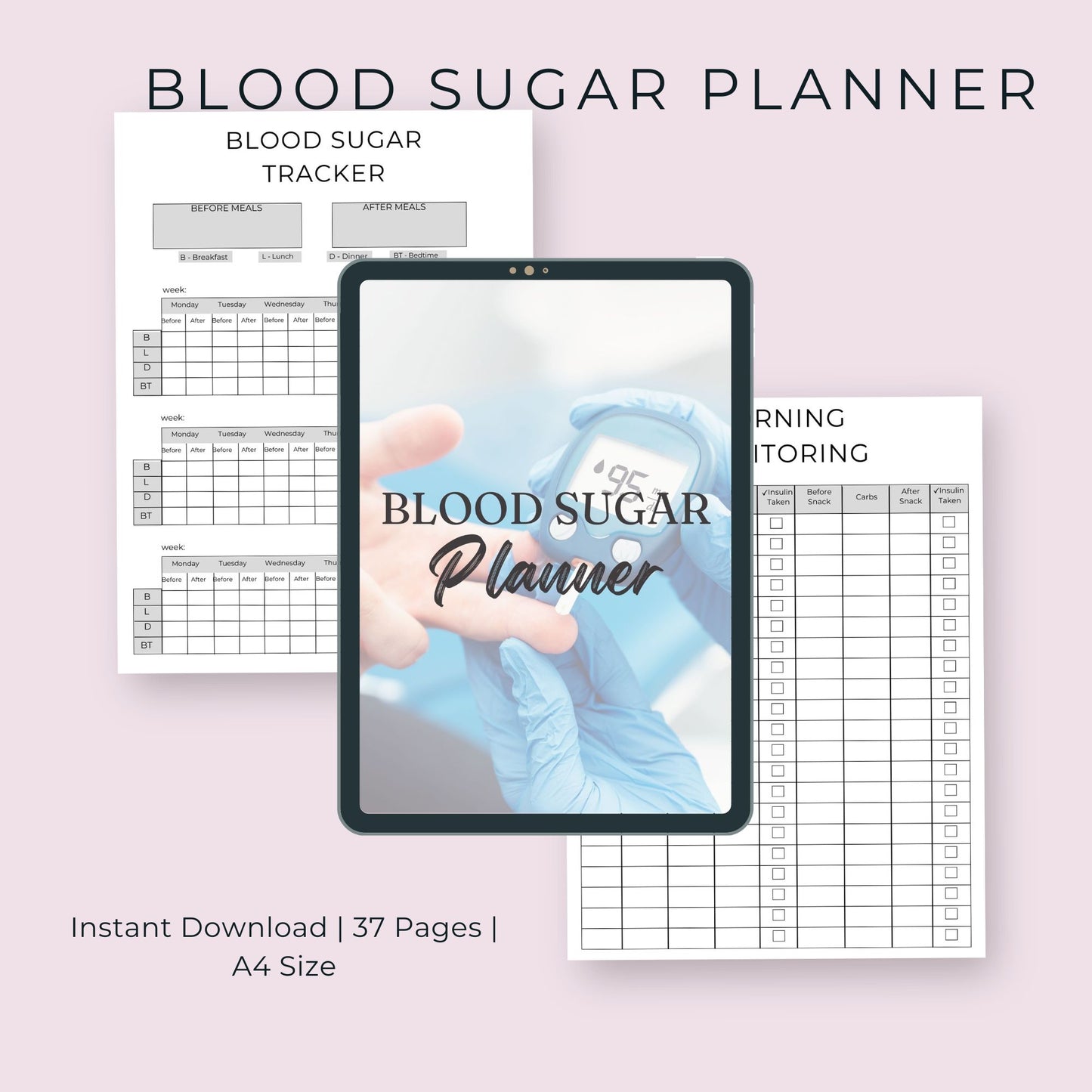 37-Page Blood Sugar Planner | Printable Diabetes Log & Health Tracker