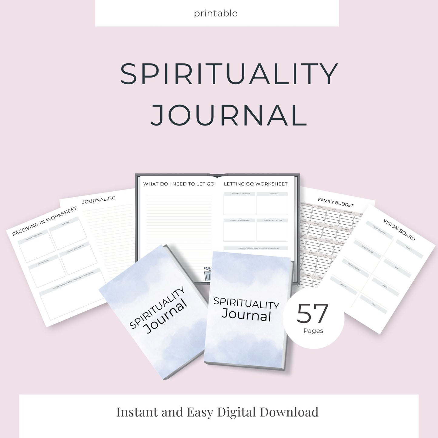 Spirituality Journal | 57 Pages for Personal Growth, Mindfulness, and Manifestation