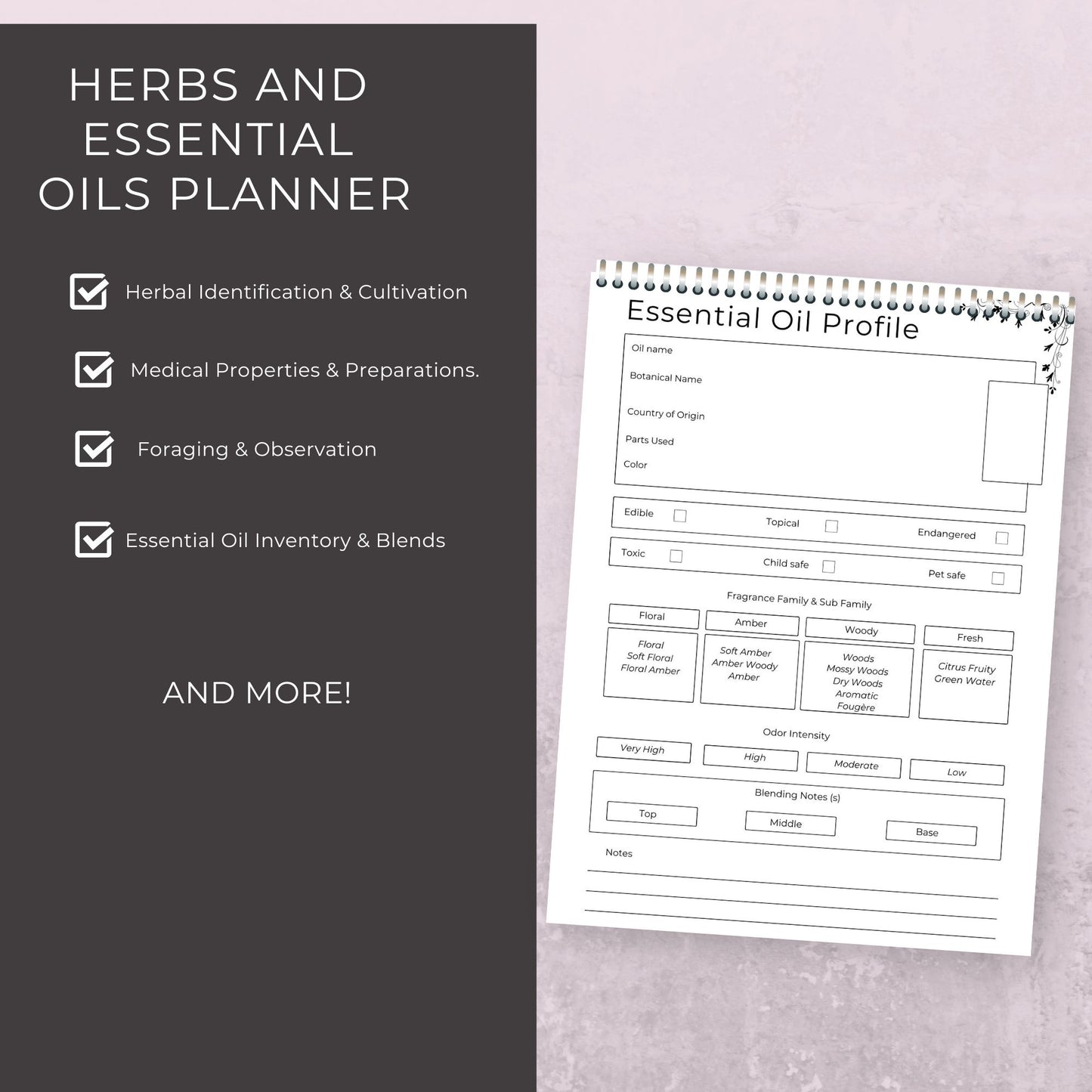 21-Page Herbs and Essential Oils Planner | Herbal Journal, Recipes, Foraging & Inventory