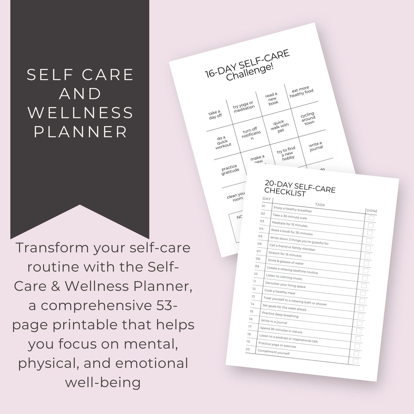 Self-Care & Wellness Planner – 53-Page Guide for Mind, Body, and Soul