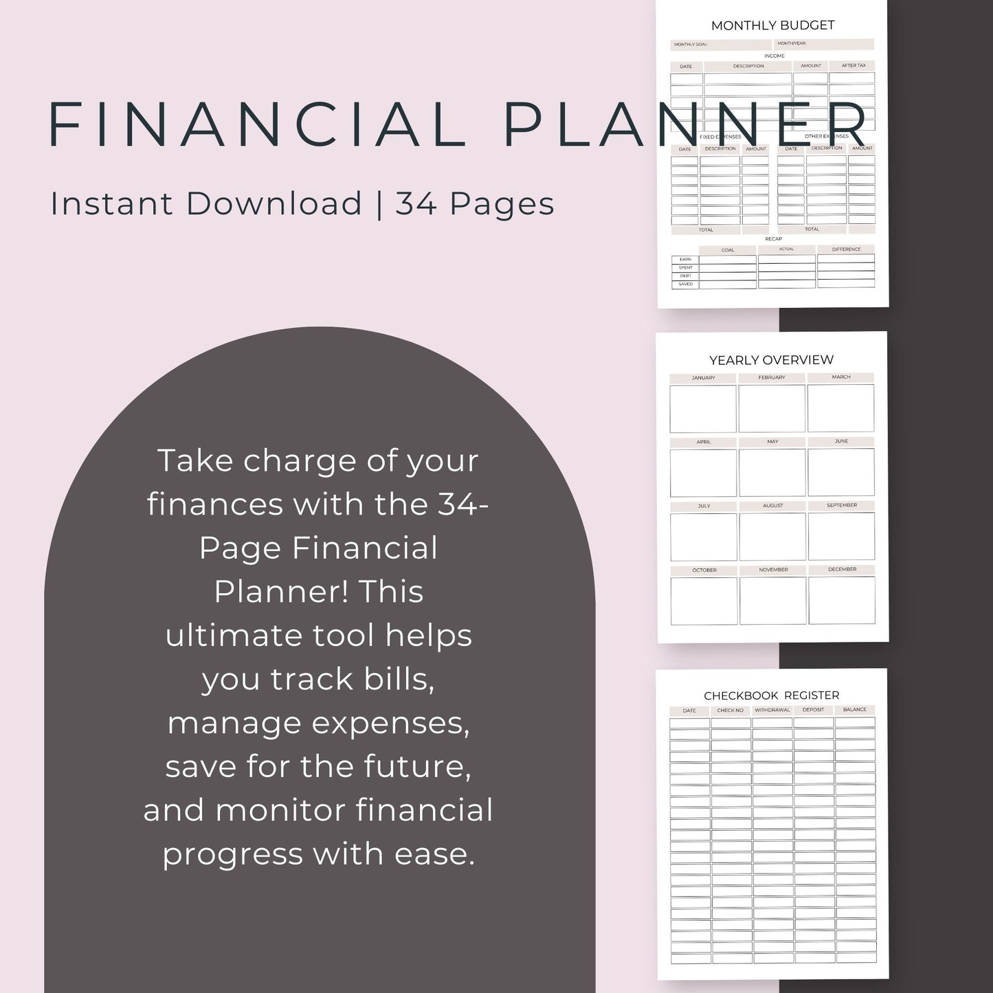 Financial Planner – 34 Pages of Comprehensive Budget and Savings Tools