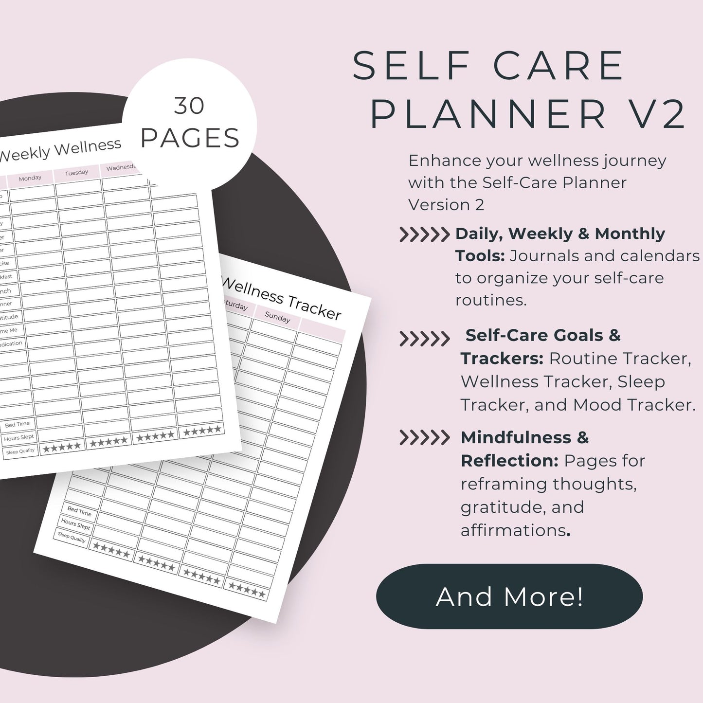 Self-Care Planner Version 2 – 30-Page Printable for Wellness & Positivity