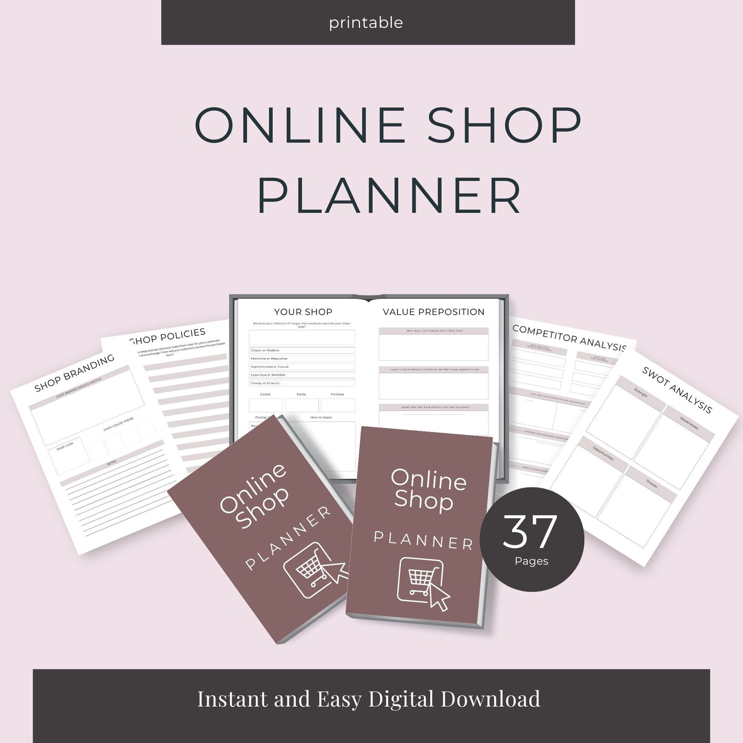 Online Shop Planner – 37-Page Printable Organizer for E-Commerce Success