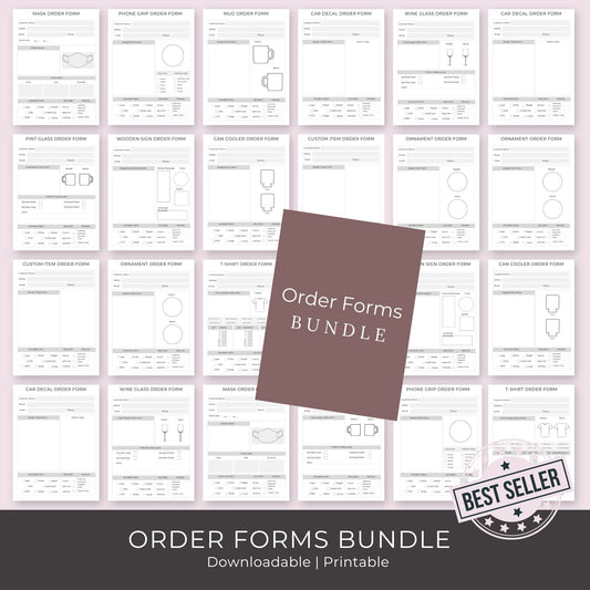 Order Forms Bundle – 12 Printable Custom Order Templates for Small Businesses