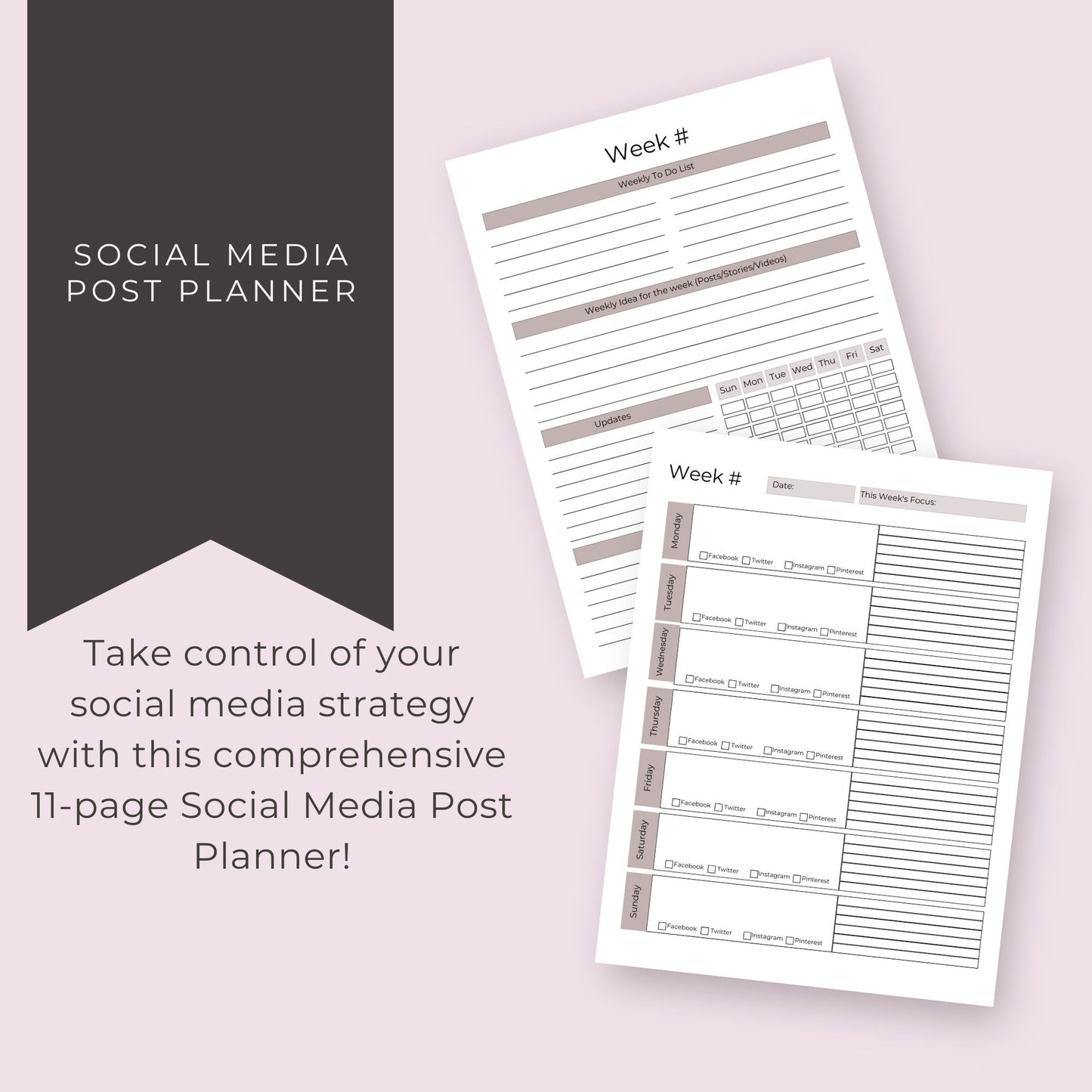 Social Media Post Planner | Content Planner for Small Business | Digital Download