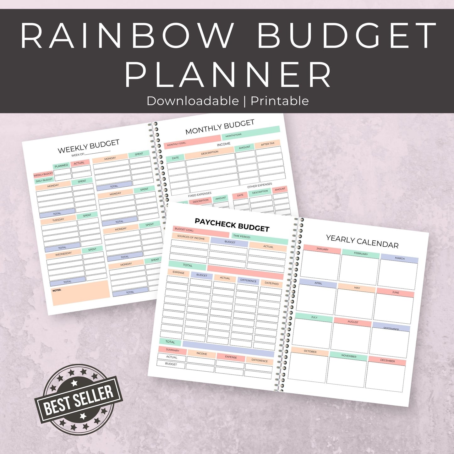 Rainbow Budget Planner – 30 Pages of Colorful Budget and Savings Printables