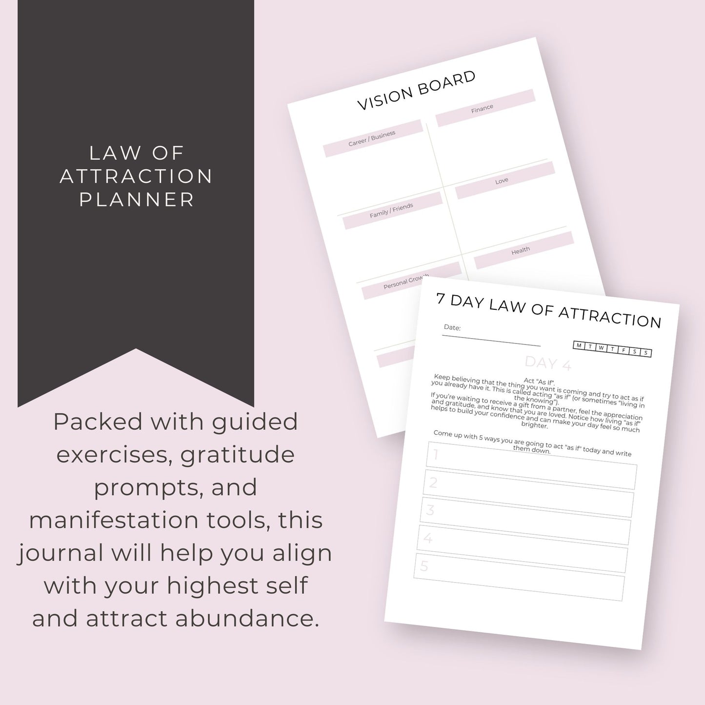 40-Page Law of Attraction Journal | Manifestation Workbook for Intentions, Gratitude, and Abundance