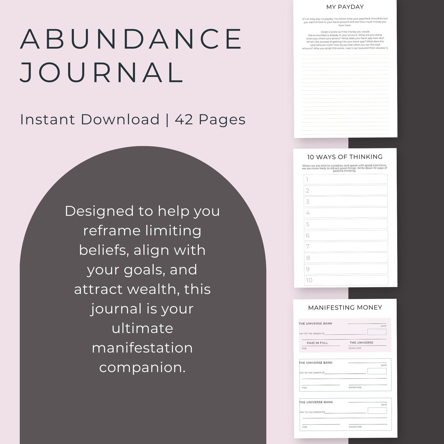 42-Page Abundance Journal | Manifestation Workbook for Wealth, Gratitude & Success"