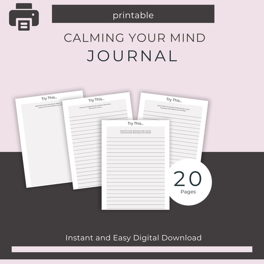 20-Page Calm Your Mind Journal | Guided Relaxation & Mindfulness Activities