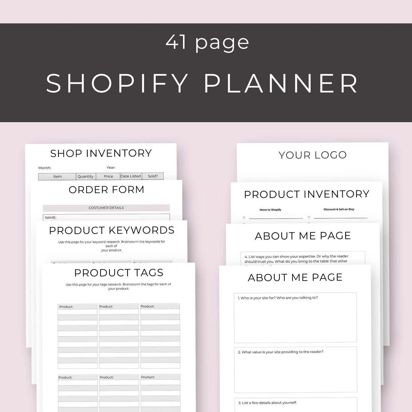 Shopify Planner – 41-Page Printable Business Organizer for Shopify Sellers