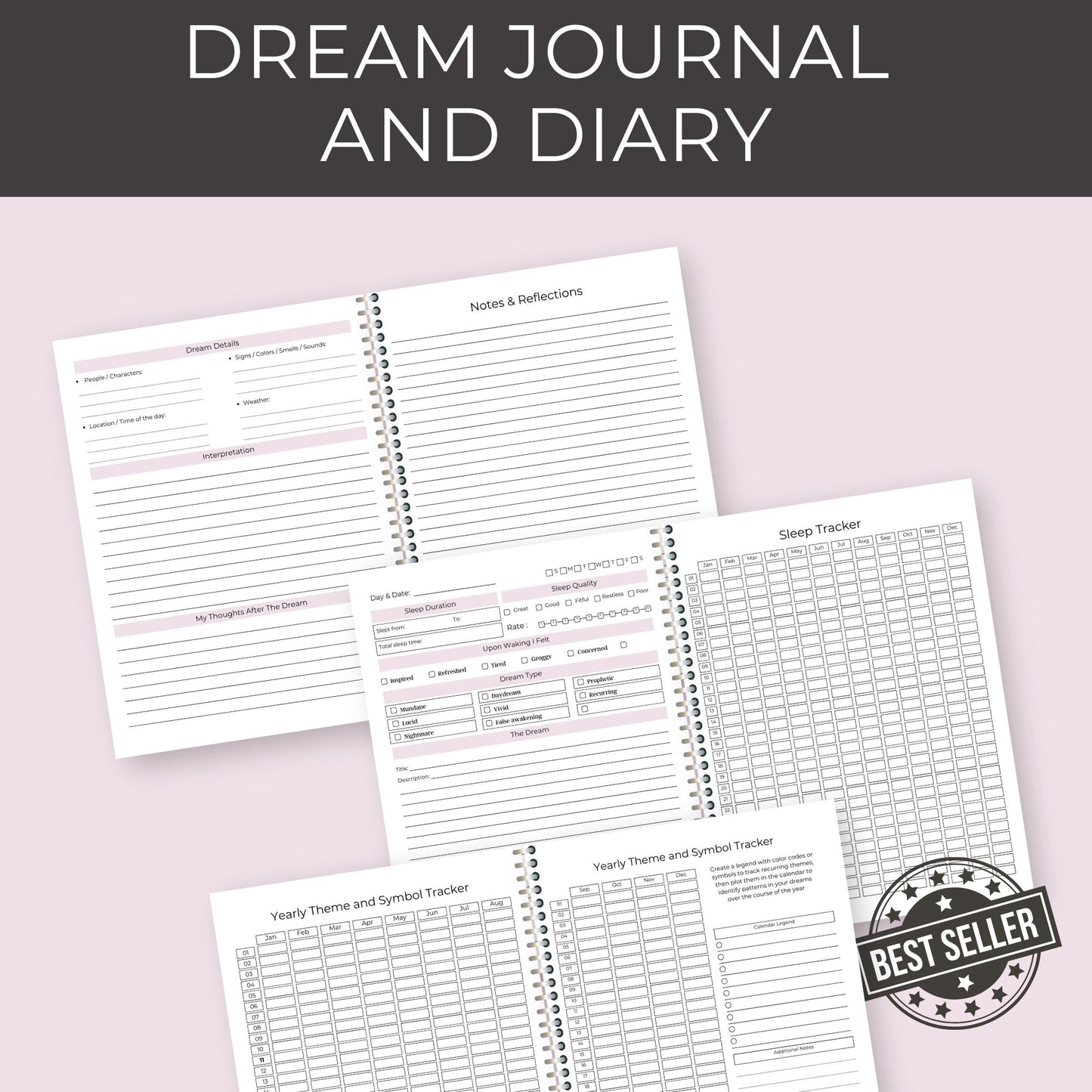 10-Page Dream Journal & Diary | Track Dreams, Sleep Patterns & Reflections