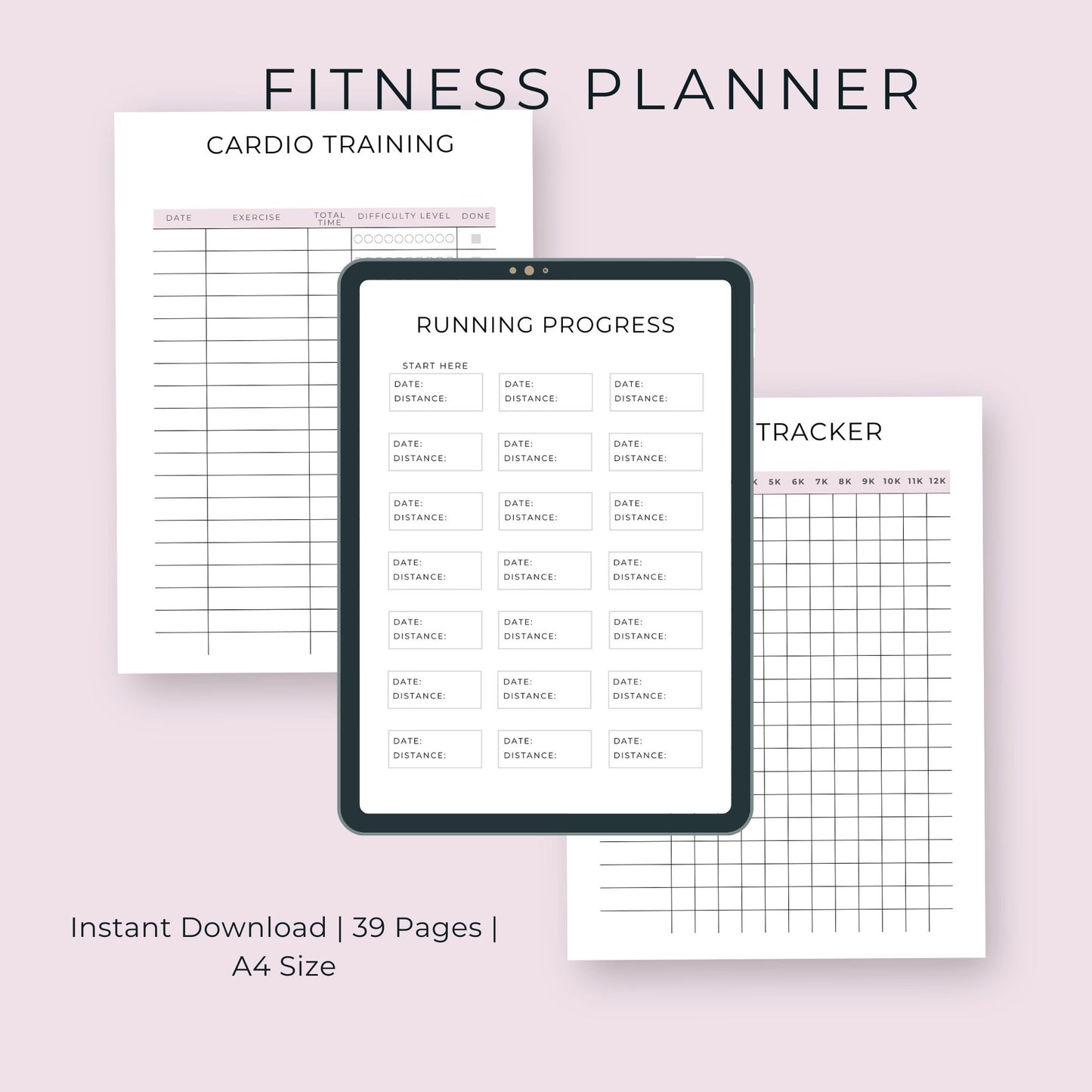 39-Page Fitness Planner | Printable Workout, Health & Meal Tracker