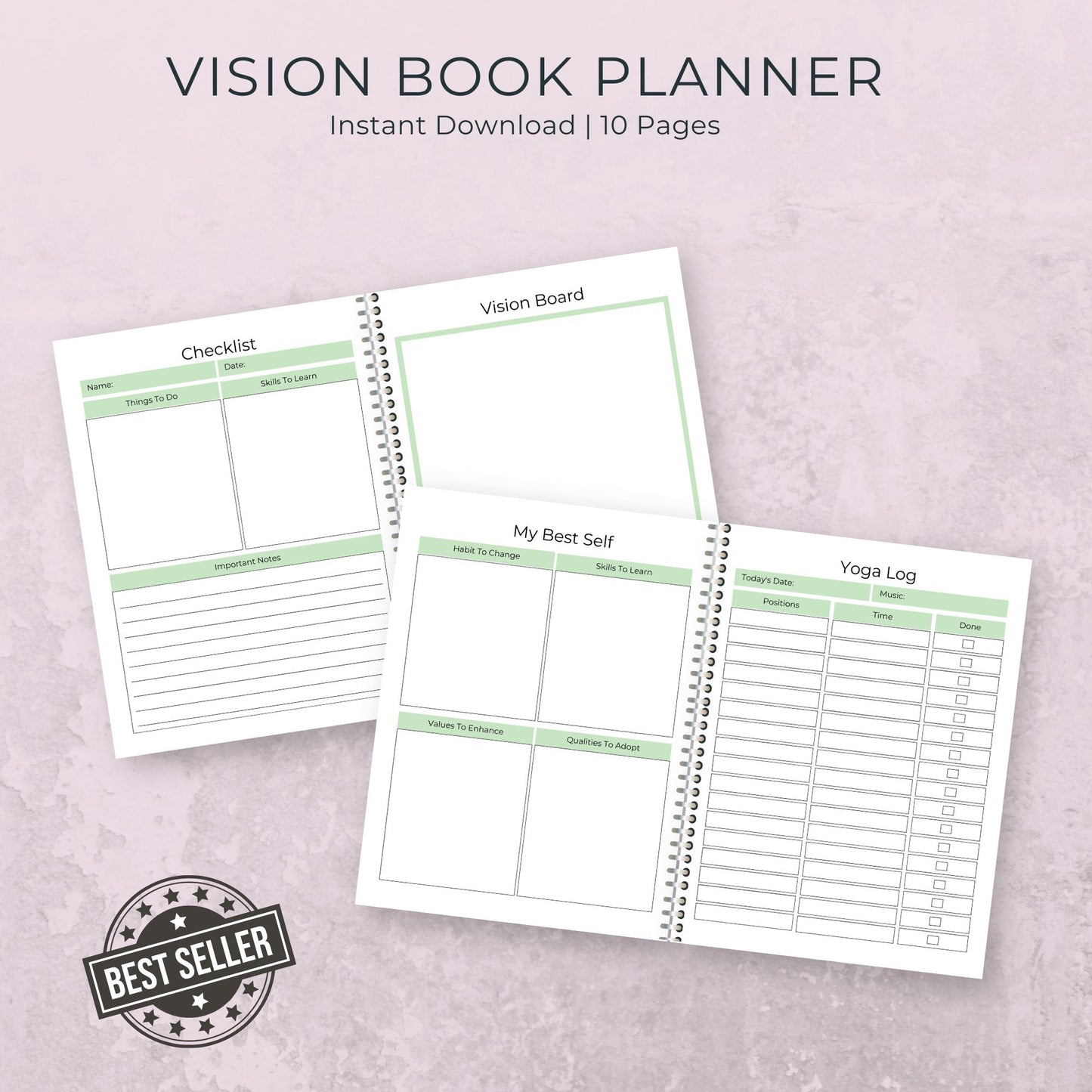 Vision Board Planner | 10 Pages for Goal Setting, Manifestation, and Personal Growth