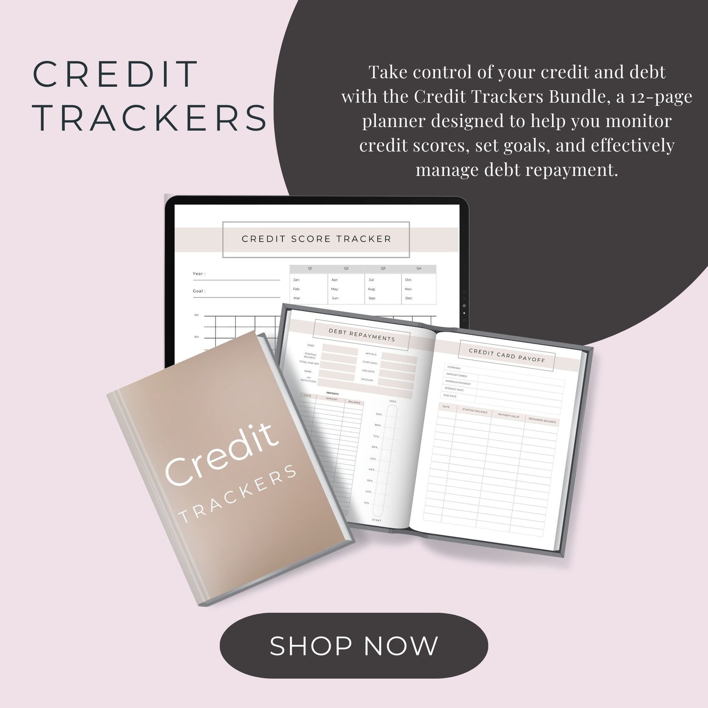 Credit Trackers Bundle – 12 Pages for Monitoring Credit and Managing Debt