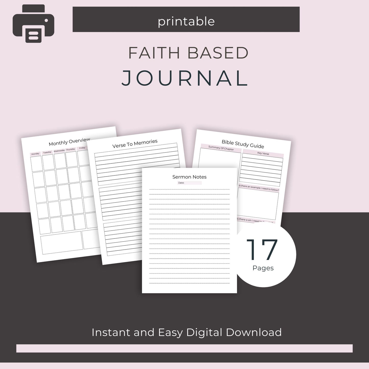 Faith-Based Journal | 17-Page Prayer and Bible Study Workbook