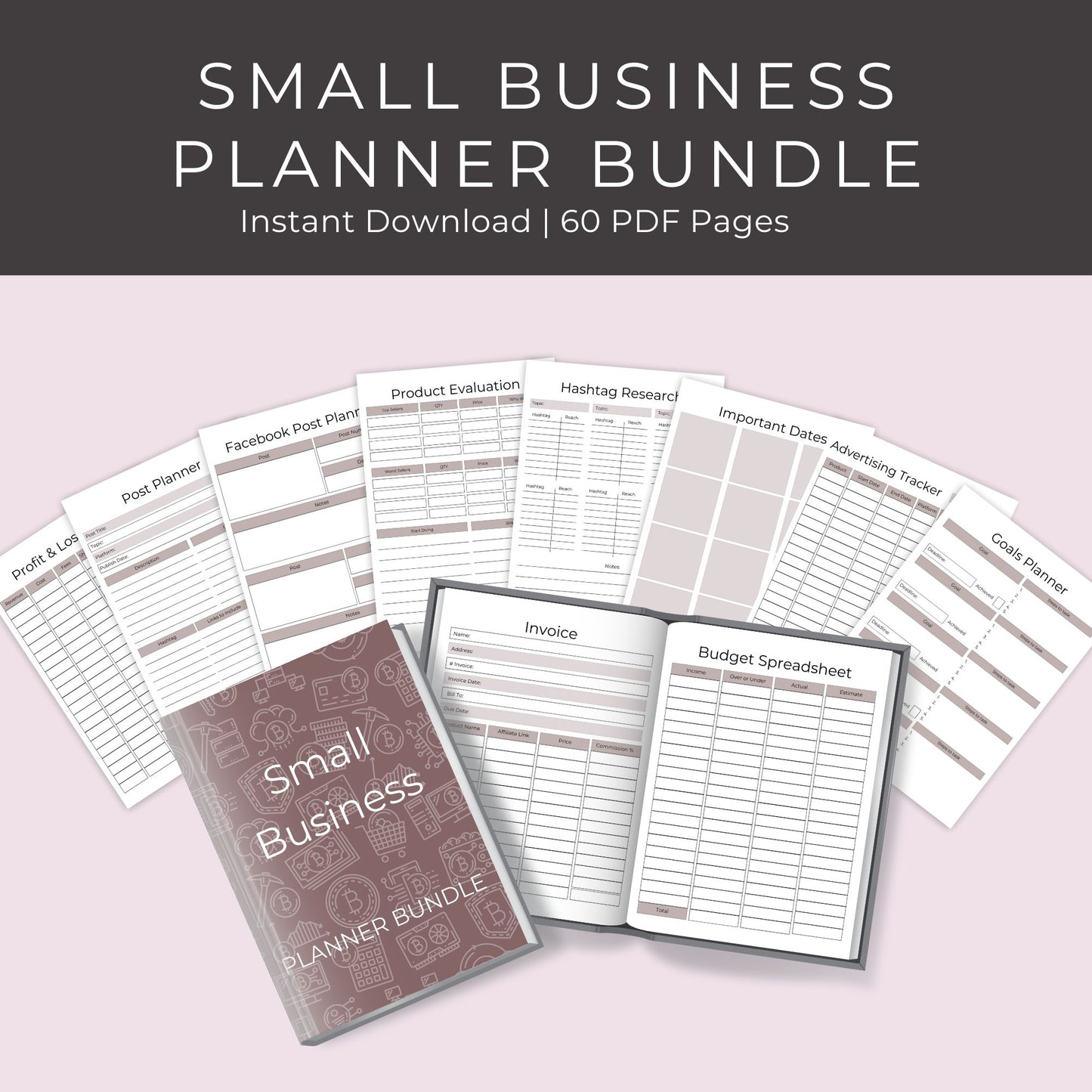 Small Business Bundle – 60-Page Printable Planner for Entrepreneurs & Startups