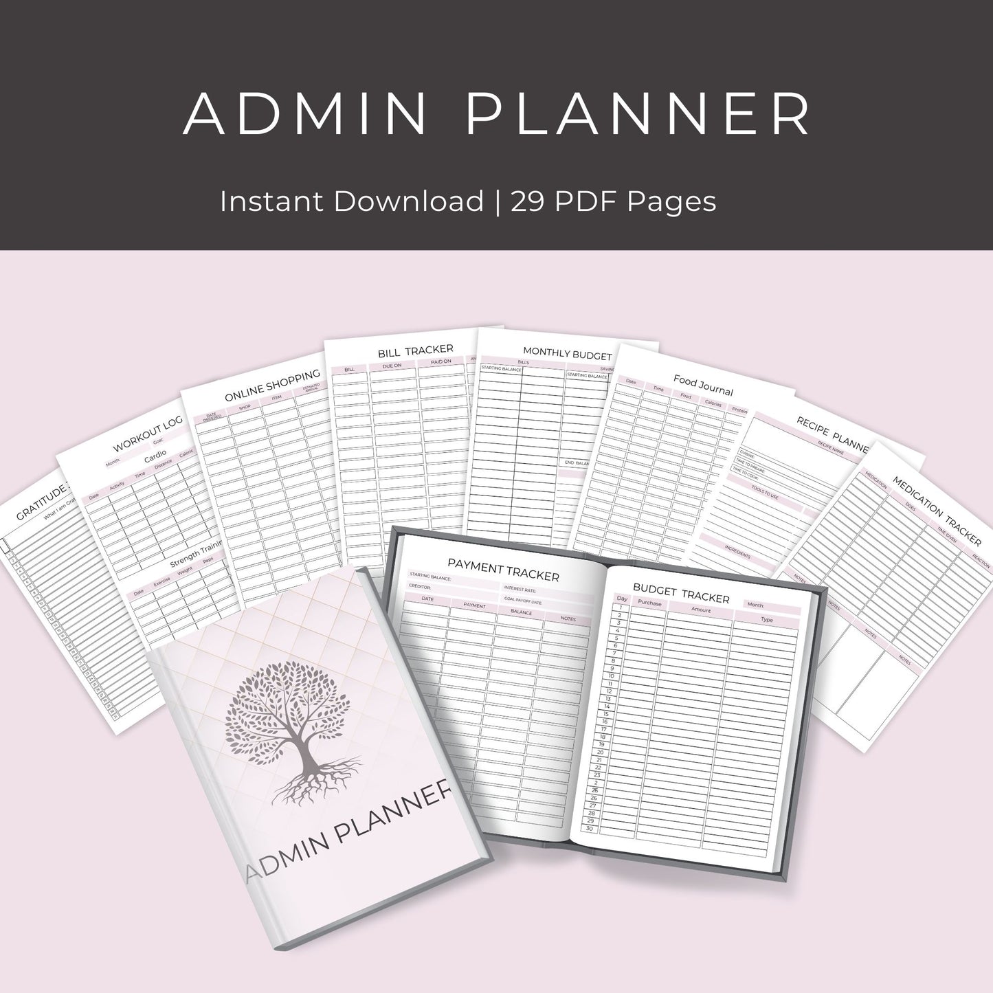 Admin Planner – 29-Page All-in-One Printable for Organization & Wellness