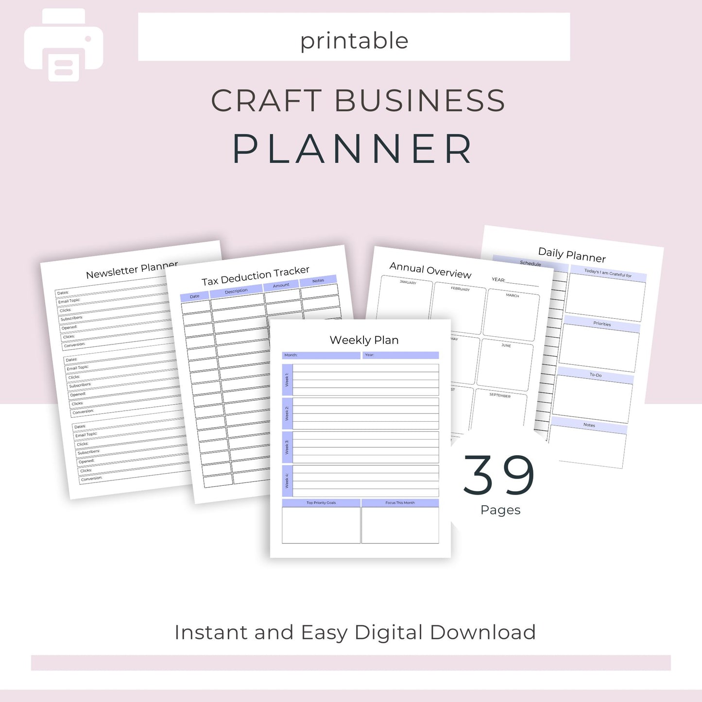 39-Page Craft Business Planner: Organize and Grow Your Creative Business