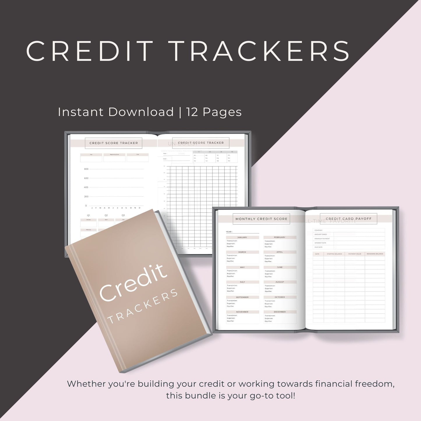 Credit Trackers Bundle – 12 Pages for Monitoring Credit and Managing Debt