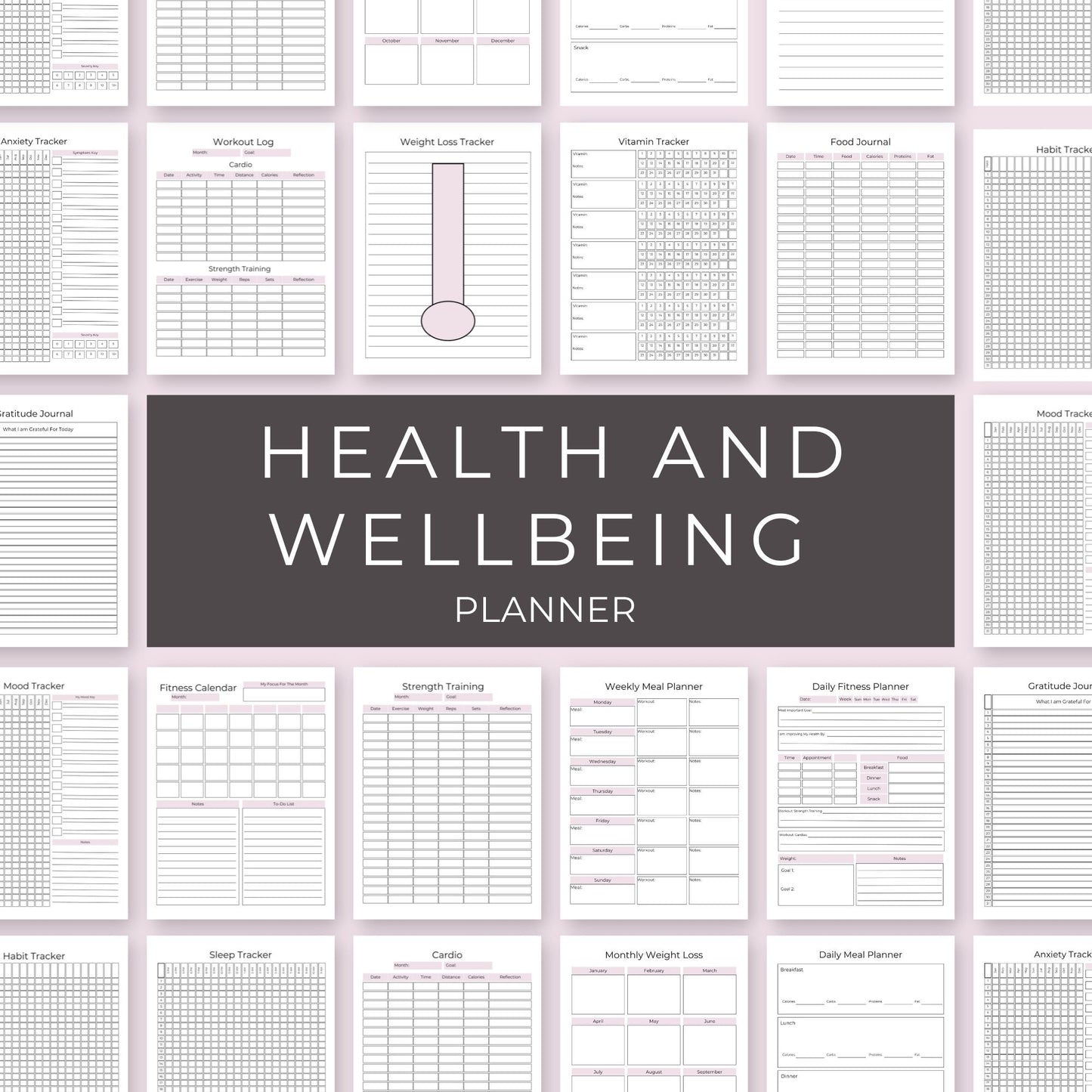 18-Page Health & Wellness Planner | Fitness, Nutrition, & Self-Care Organizer