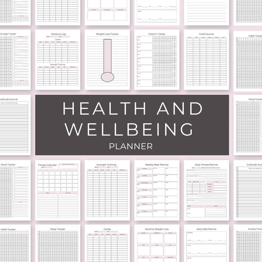 18-Page Health & Wellness Planner | Fitness, Nutrition, & Self-Care Organizer