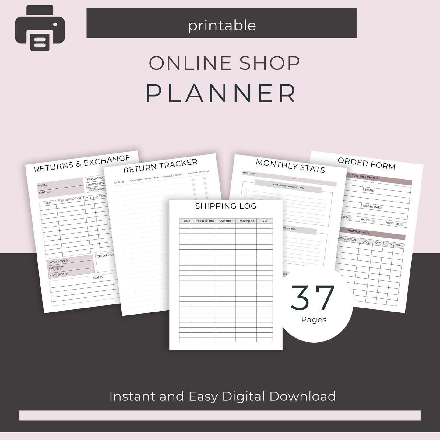 Online Shop Planner – 37-Page Printable Organizer for E-Commerce Success